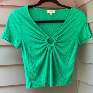 3/$15 Emerald V-Neck Crop Top